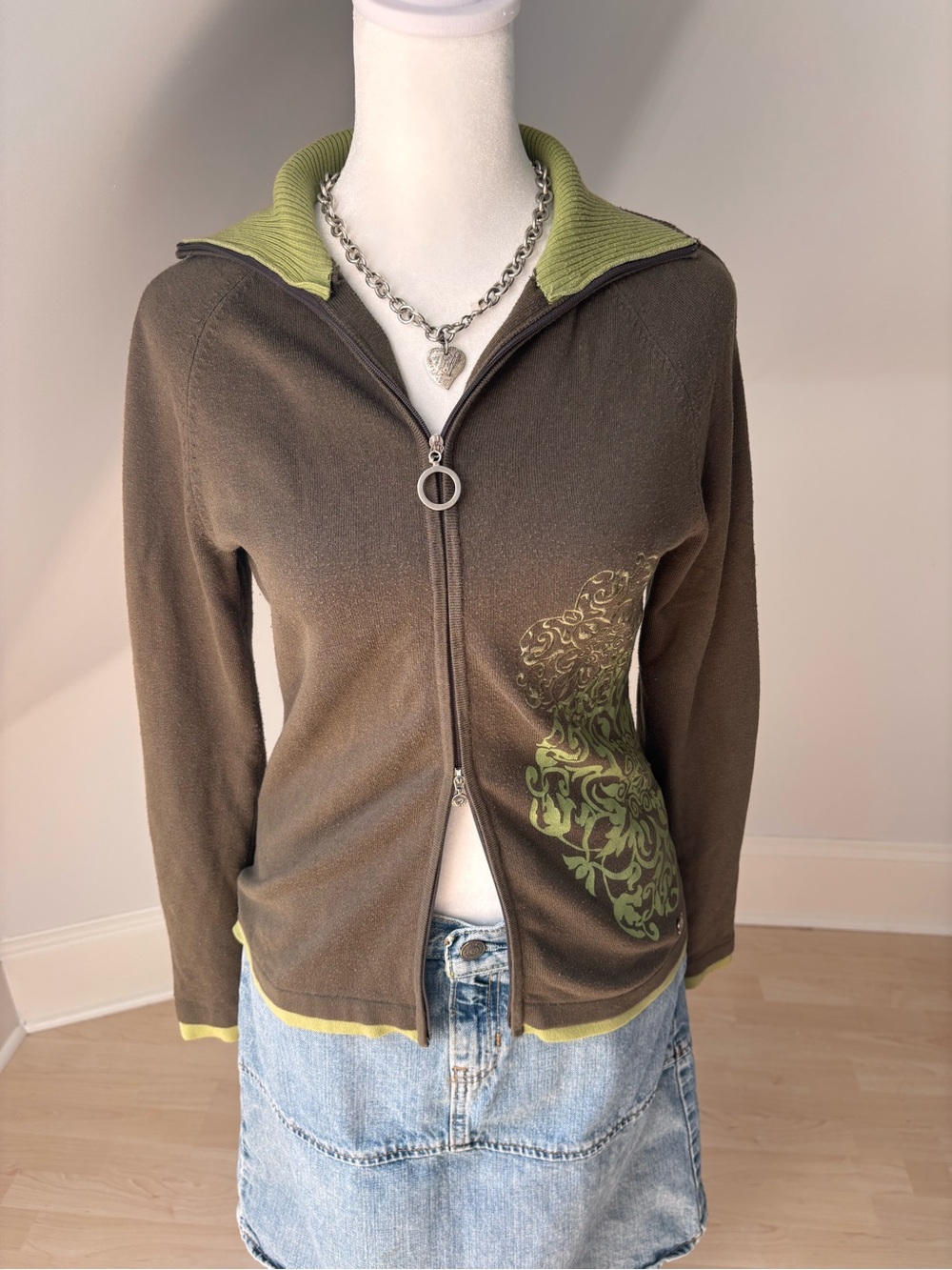 Y2K Point Zero Zip Cardigan 💚